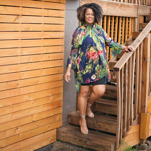 Tropical Print Chiffon Tunic